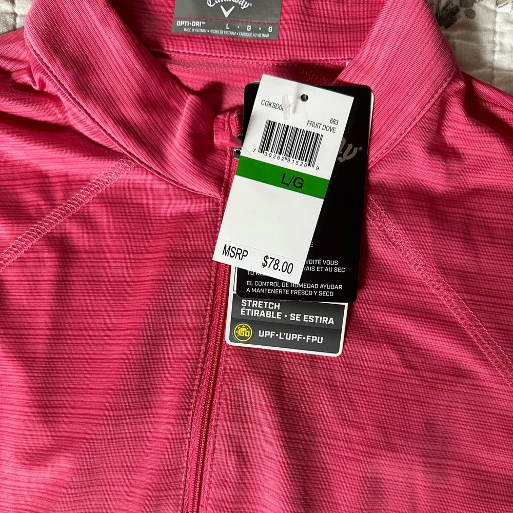 NWT Callaway Women's Sun Protection 1/4 Zip Golf Pullover Long Sleeve.